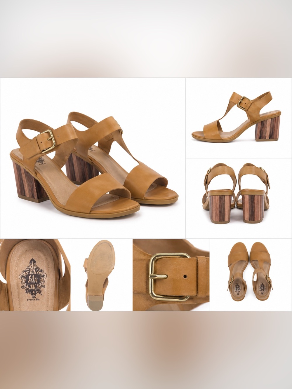French Blu 5th Avenue Caramel Block Heel Sandals